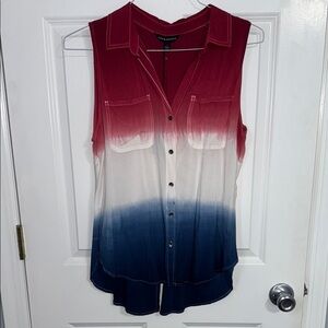 Sleeveless Red and Blue Ombre Top